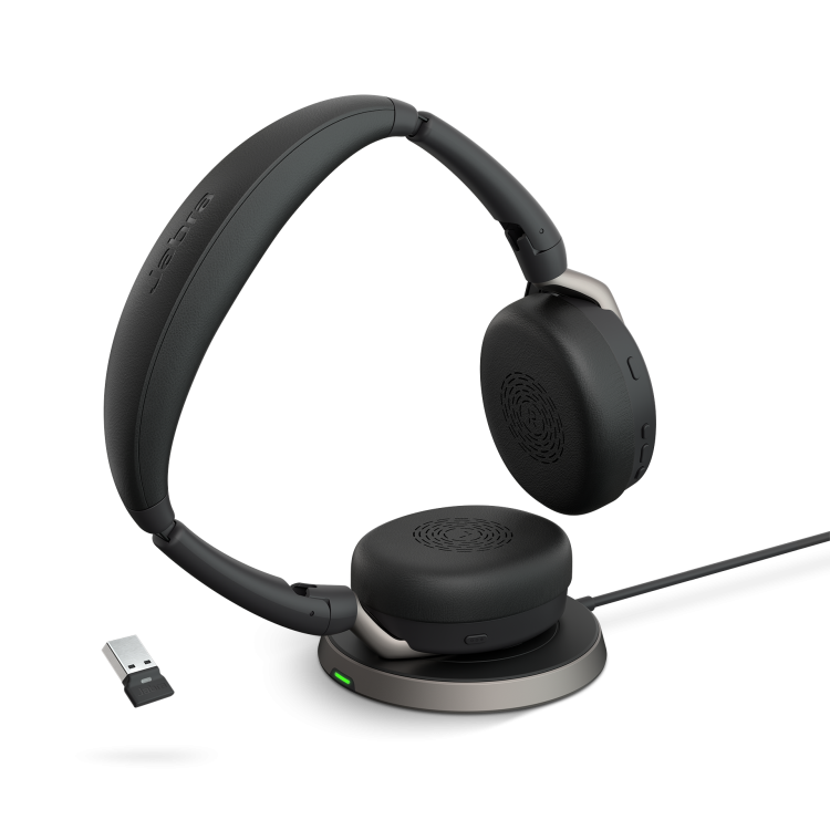 Jabra Evolve2 65 Flex Link 380 USB-A UC Stereo Headset and Wireless Charging