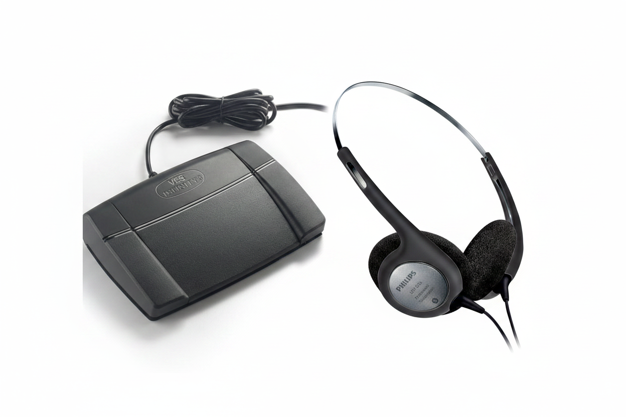 Infinity IN-USB3 USB Foot Pedal and Philips LFH2236 Walkman Headset bundle