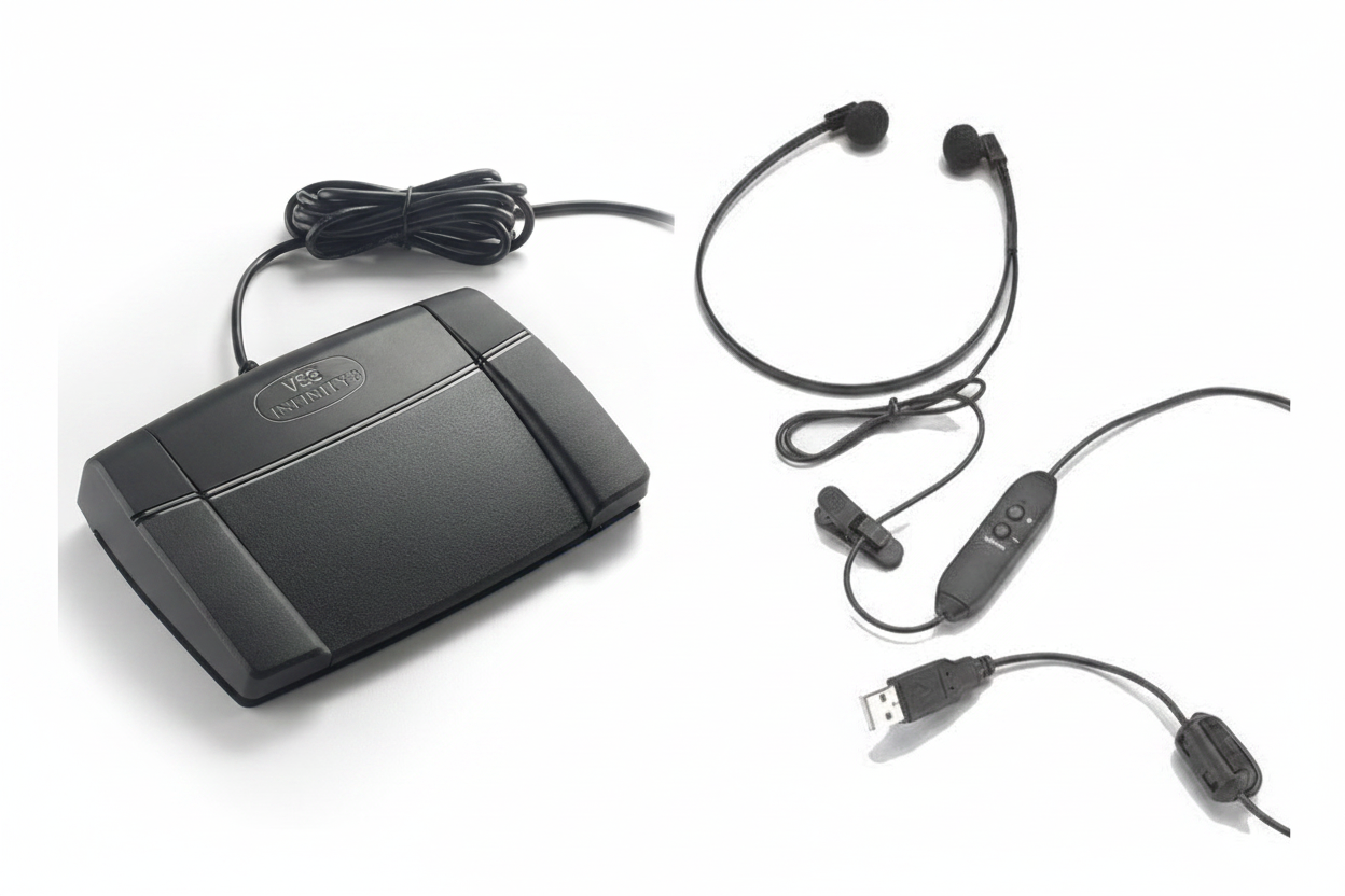 Infinity IN-USB3 USB Foot Pedal and Spectra SP-USB Transcription Headset bundle