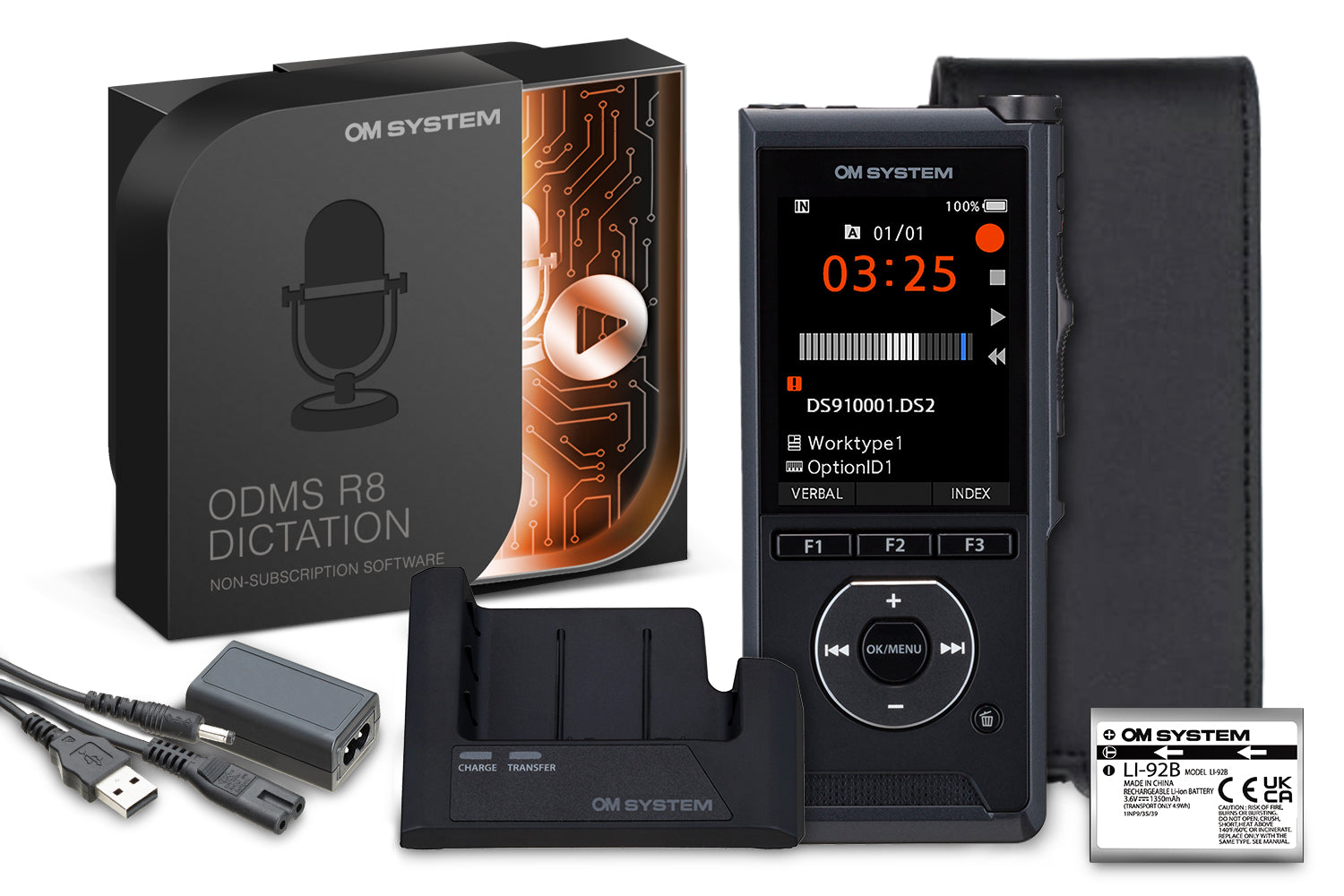 OM System DS-9100 Premium Kit inc. ODMS R8 Dictation Software