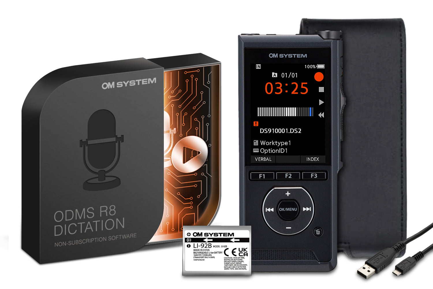OM System DS-9100 Standard Kit inc. ODMS R8 Dictation Software