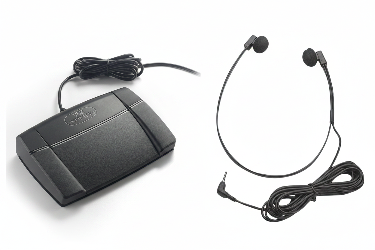 Infinity IN-USB3 USB Foot Pedal and Spectra SP-PC Transcription Headset bundle
